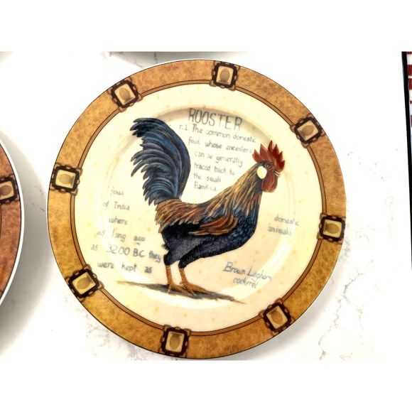 Henriette London Pottery Porcelain Rooster teapot and set of 4 plates - Picture 8 of 15